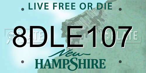 8DLE107 New Hampshire License Plate