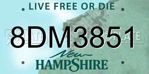 8DM3851 New Hampshire License Plate