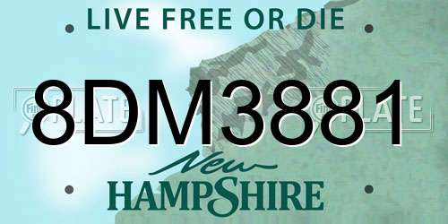 8DM3881 New Hampshire License Plate