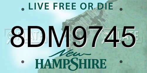 8DM9745 New Hampshire License Plate