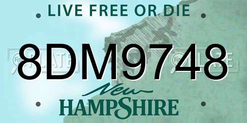8DM9748 New Hampshire License Plate