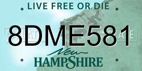 8DME581 New Hampshire License Plate