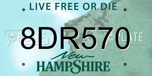 8DR570 New Hampshire License Plate