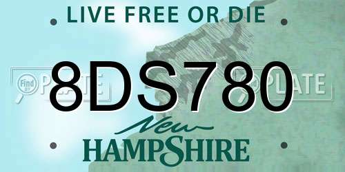 8DS780 New Hampshire License Plate