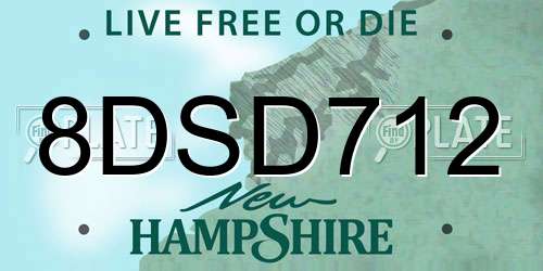 8DSD712 New Hampshire License Plate