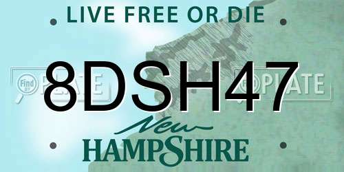 8DSH47 New Hampshire License Plate