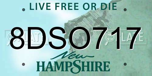 8DSO717 New Hampshire License Plate