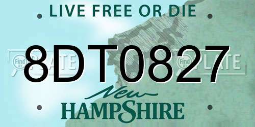 8DT0827 New Hampshire License Plate