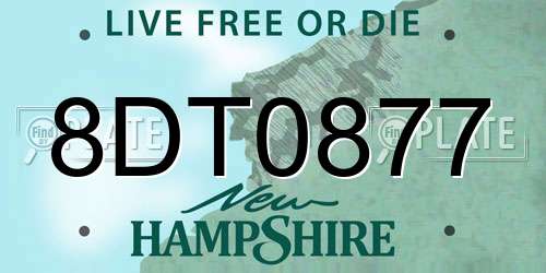 8DT0877 New Hampshire License Plate