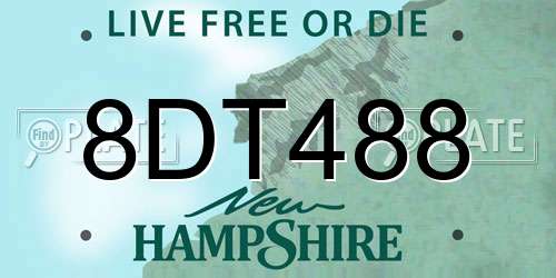 8DT488 New Hampshire License Plate