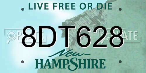 8DT628 New Hampshire License Plate