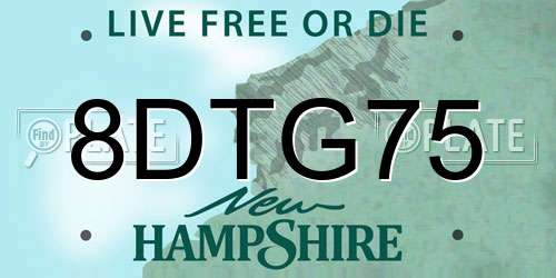 8DTG75 New Hampshire License Plate