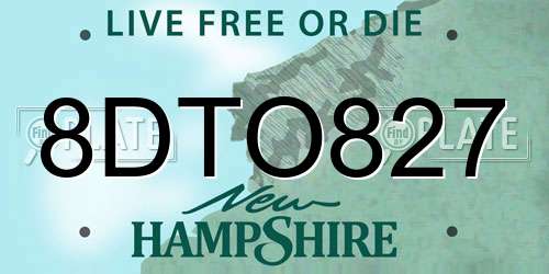 8DTO827 New Hampshire License Plate