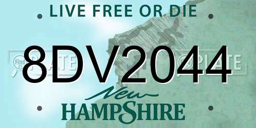 8DV2044 New Hampshire License Plate