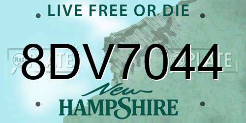 8DV7044 New Hampshire License Plate