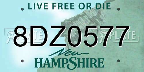 8DZ0577 New Hampshire License Plate