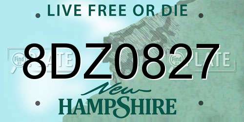 8DZ0827 New Hampshire License Plate