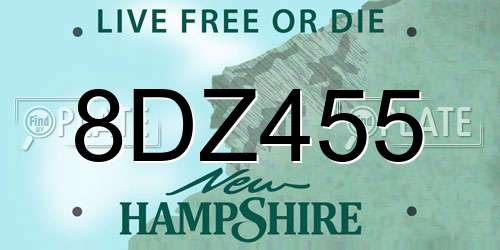 8DZ455 New Hampshire License Plate
