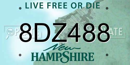 8DZ488 New Hampshire License Plate