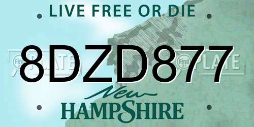 8DZD877 New Hampshire License Plate