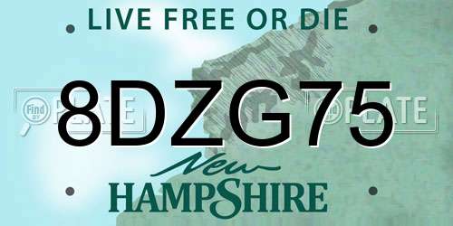 8DZG75 New Hampshire License Plate