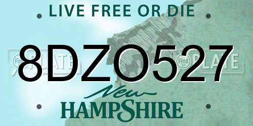 8DZO527 New Hampshire License Plate