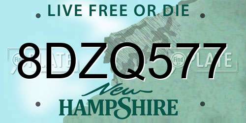 8DZQ577 New Hampshire License Plate