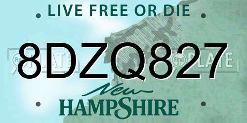 8DZQ827 New Hampshire License Plate