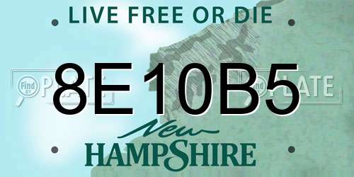 8E10B5 New Hampshire License Plate