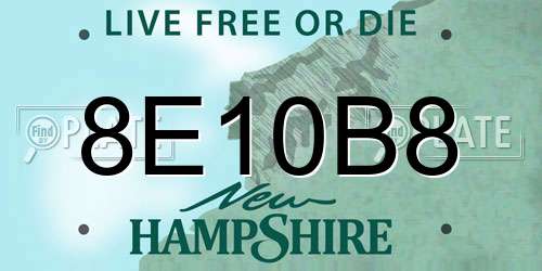 8E10B8 New Hampshire License Plate