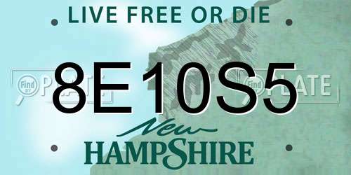8E10S5 New Hampshire License Plate