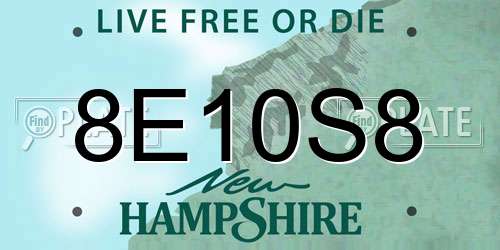 8E10S8 New Hampshire License Plate