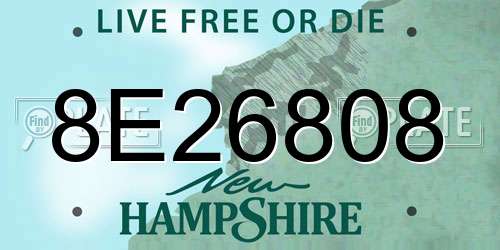 8E26808 New Hampshire License Plate