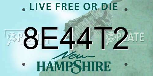 8E44T2 New Hampshire License Plate