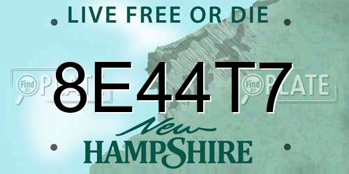 8E44T7 New Hampshire License Plate