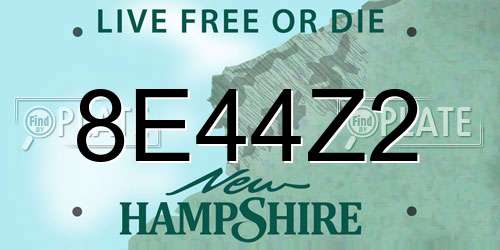 8E44Z2 New Hampshire License Plate