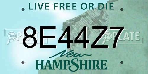 8E44Z7 New Hampshire License Plate