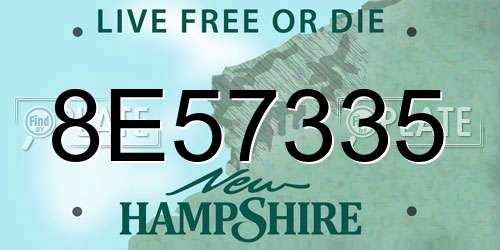 8E57335 New Hampshire License Plate
