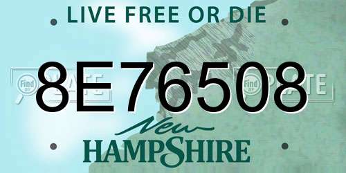 8E76508 New Hampshire License Plate