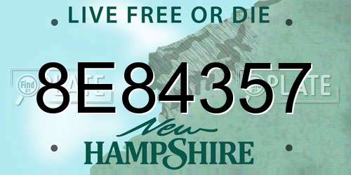 8E84357 New Hampshire License Plate