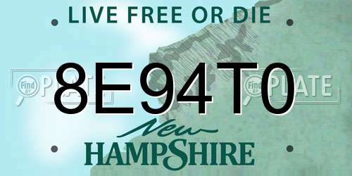 8E94T0 New Hampshire License Plate