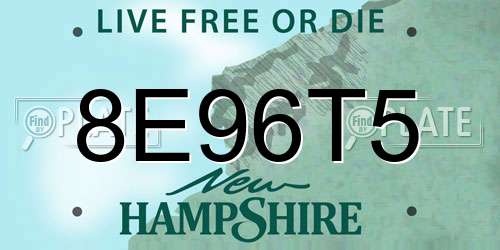 8E96T5 New Hampshire License Plate