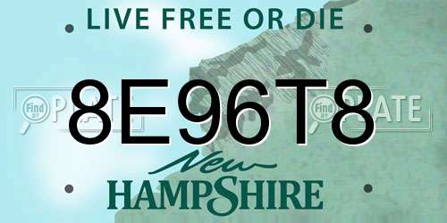 8E96T8 New Hampshire License Plate