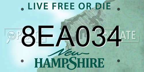 8EA034 New Hampshire License Plate