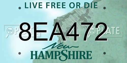8EA472 New Hampshire License Plate