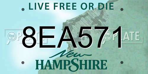 8EA571 New Hampshire License Plate