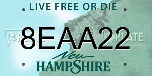 8EAA22 New Hampshire License Plate