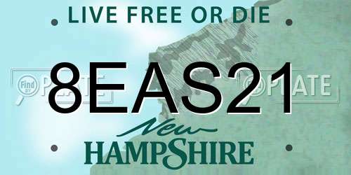 8EAS21 New Hampshire License Plate