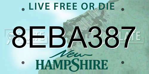 8EBA387 New Hampshire License Plate