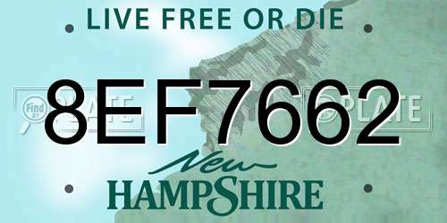 8EF7662 New Hampshire License Plate